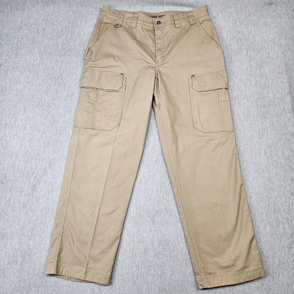 Duluth Trading Pants Mens 38x32 Beige Flex Fire Hose Cargo Workwear